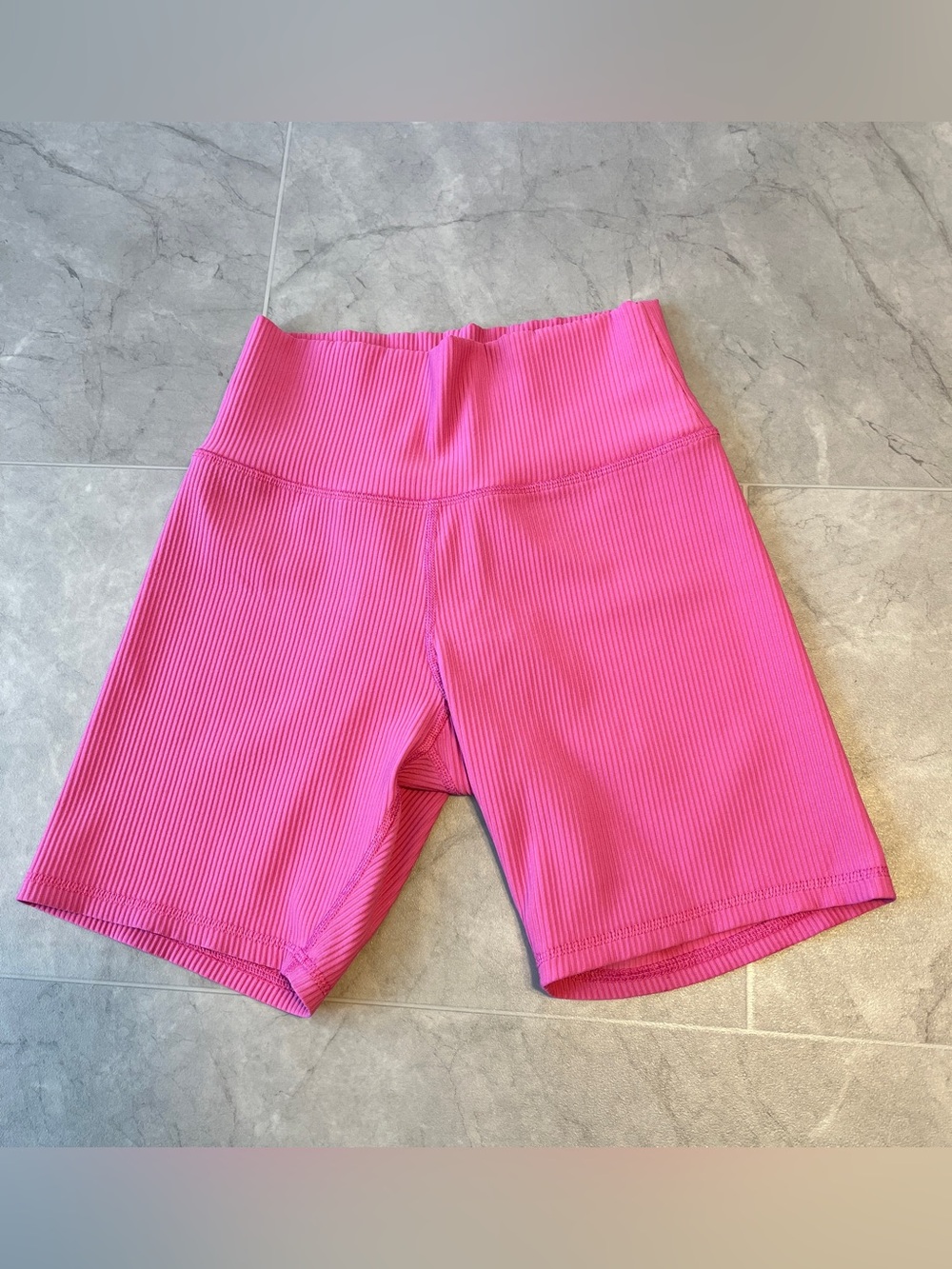 Champion Ribbed High-Waist Hot Pink Bike Shorts size L women Stretch